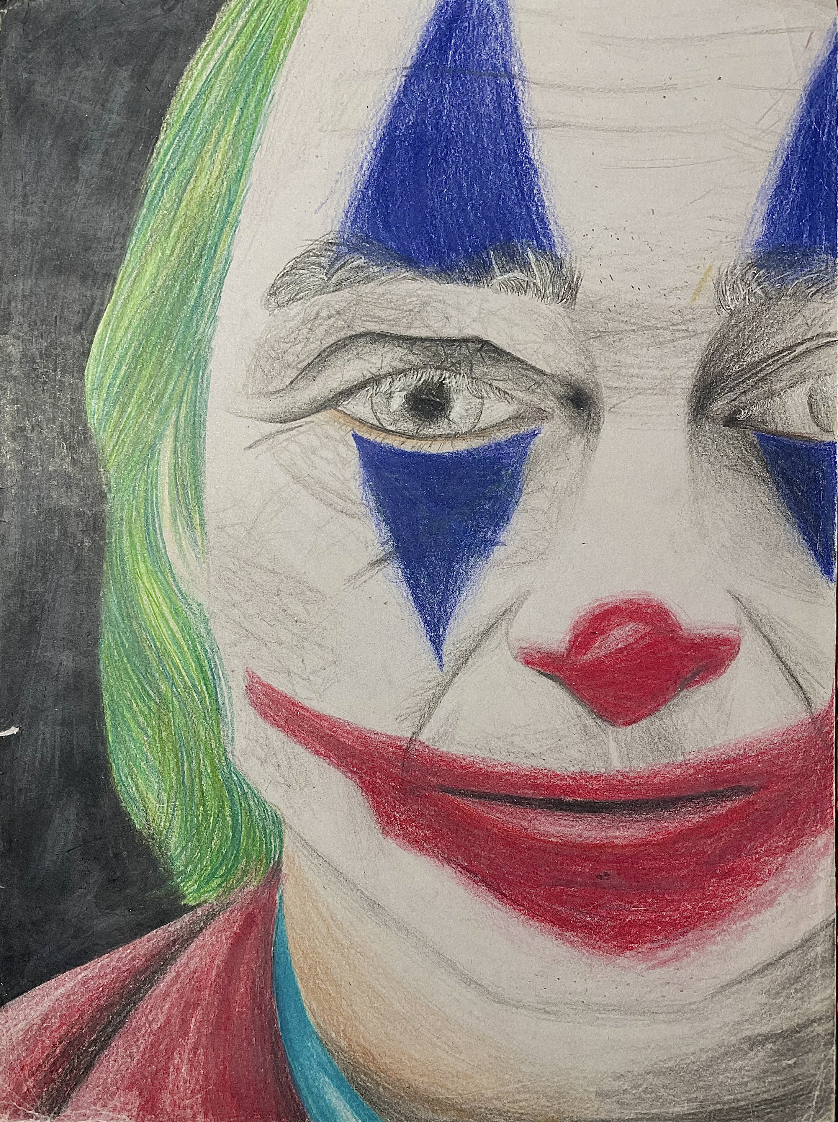 realistic joker made in pencil